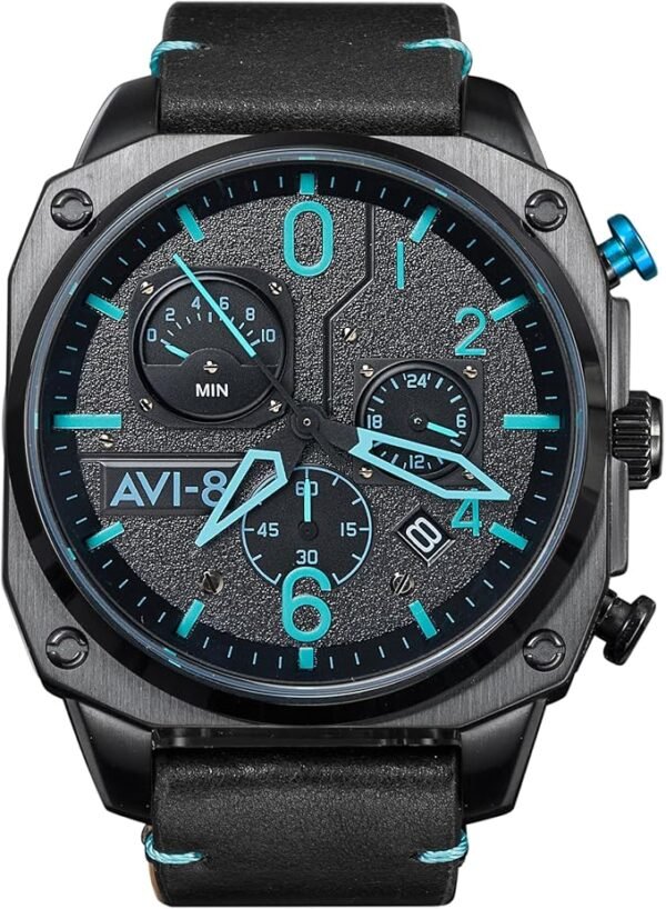 AVI-8 Hawker Hunter Men's Pilot Watch – Retrograde Chronograph, Japanese Quartz Movement, 45mm Stainless Steel Case, Leather, Rubber or Stainless Steel Strap, AV-4052